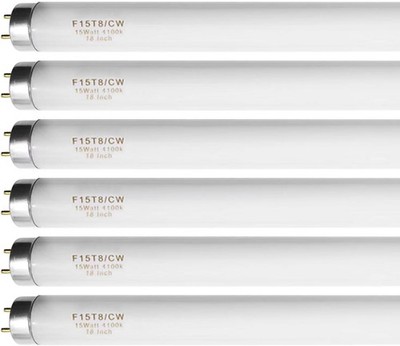 18 Inch F15T8/CW T8 15W Fluorescent Light Bulb Cool White 6 Pcs-Pack, 