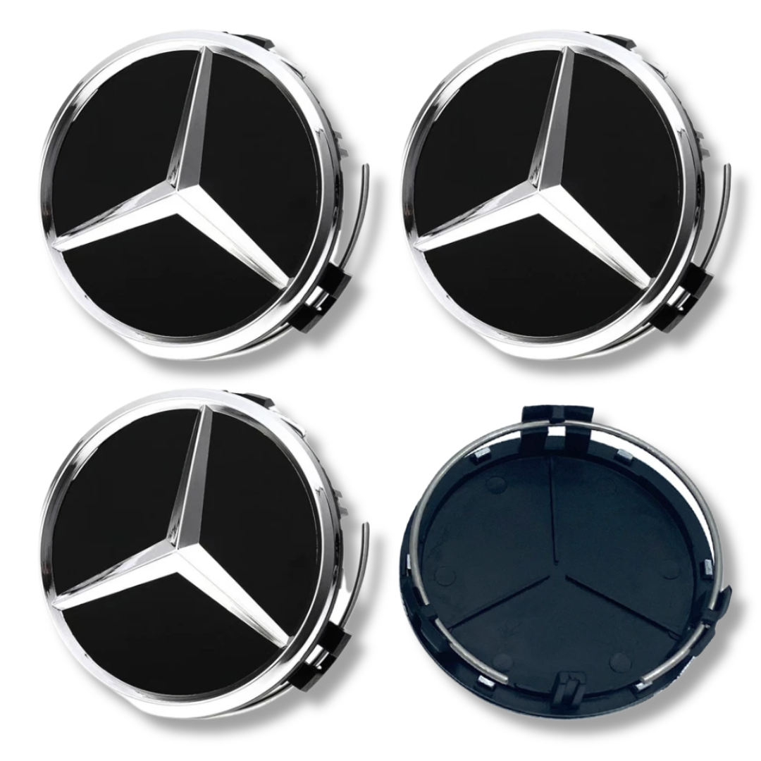 その他 uki Mercedes Alloy Wheel Centre Cap Hub x4 3D Chrome Black 75mm GLA