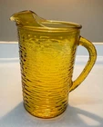 Vintage Anchor Hocking Soreno Harvest Gold Amber 64 oz Ice Lip Pitcher