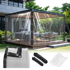 Premium Clear Vinyl Tarp 4x6 ft Tearproof Heavy Duty Clear Tarp with Rustproo...