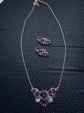 Purple Necklace Earrings Set