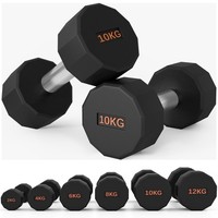 SPORTNOW Dumbbells Weights Set with 12-Sided Shape and Non-Slip Grip, 2 x 10kg