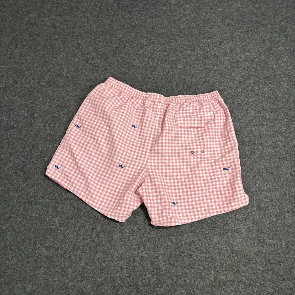 Baús de natação masculinos Vineyard Vines tamanho XL xadrez rosa Gingham - Imagem 2 de 4