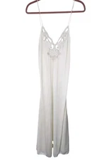 Val Mode White Bridal Lingerie vintage nightgown Satin Slip Dress Women's Sz L