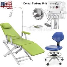 Portable Dental Turbine Unit Weak Suction Work +Air Compressor /Chair /Stool