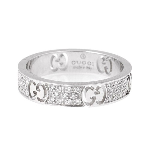 Gucci 6P Diamond Icon Ring K18WG US 6 4.3g | eBay