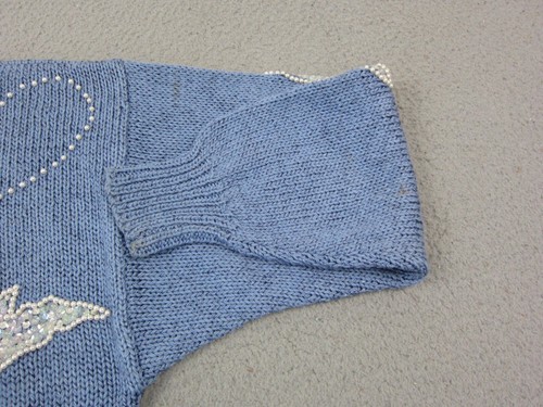 Vintage Nannell Sweater Womens Small S Blue Beaded Sequin Leaf Acrylic Wool - Picture 7 of 13