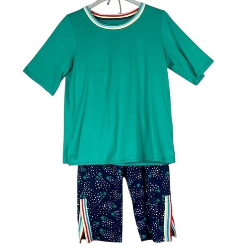 Cuddl Duds Sleepwear Set of 2 Short Sleeve Shirt Capri Pants Womens Size Small