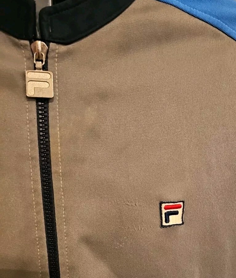 Zip up vintage fila taglia media grigio e blu