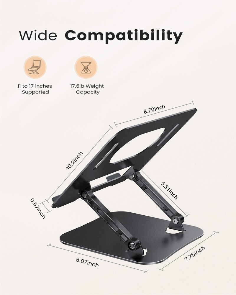 Adjustable Laptop Stand Riser for Notebooks Tablets Up to 17 Inches  