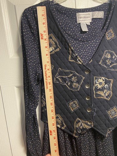 Vintage Karin Stevens Kleid Damen 12 langärmelig angebrachte Weste bescheidene Prärie - Bild 11 von 14