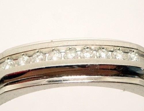 Sz 11.5 MGW 10K White Gold Diamonds 1/10ct TW Channel Set Mens Wedding Band Ring - Picture 9 of 15