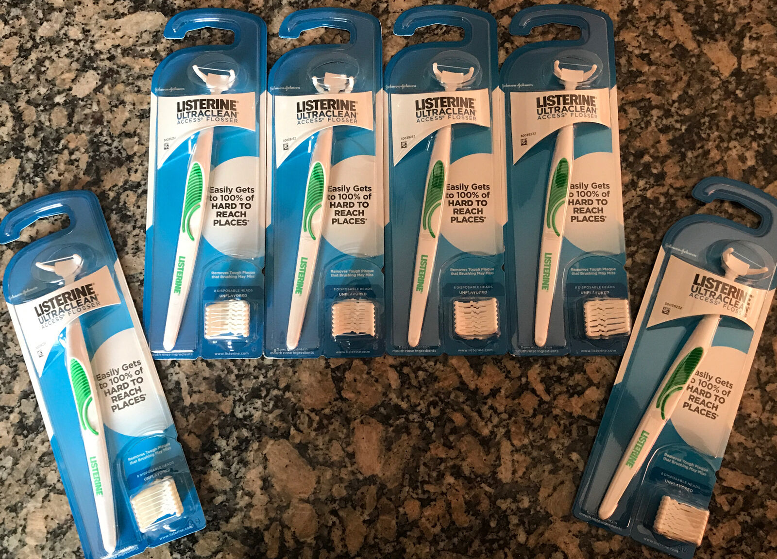 *6* LISTERINE ULTRACLEAN ACCESS Dental Flosser w/8 REFILL HEADS ea Unflavored