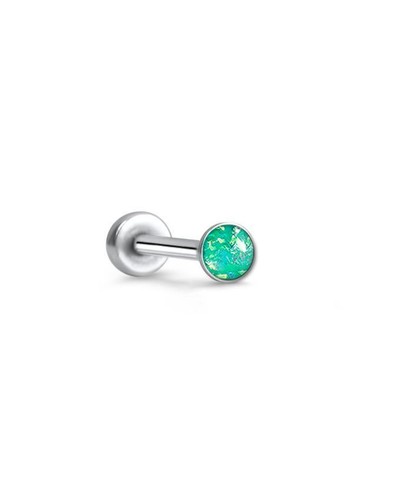 Threadless Labret Push Pin Nose Ring Steel Monroe 1.5mm Glued Opal 18G 20G - Picture 6 of 10