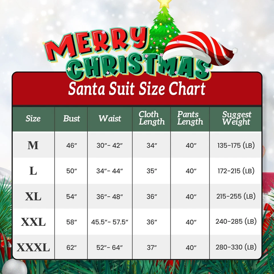  Santa Claus Costume Adult Suit Christmas Outfit Fancy Dress - Image 4 of 4