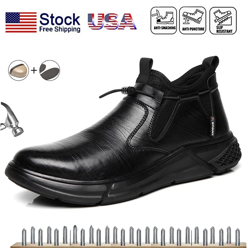Waterproof Mens Safety Shoes Steel Toe Shoes Indestructible Anti Puncture Black