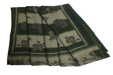 Green Saree Women Wrap Dress Indian Vintage Printed Clothing Swing Sari Used 5YD