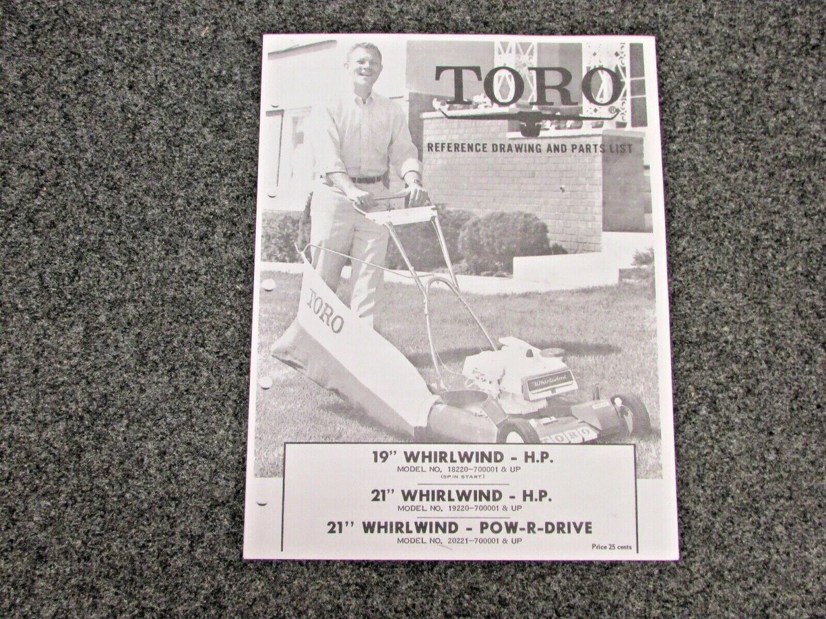 1965 TORO MOWER OPERATING PARTS MANUAL MODEL WHIRLWIND H.P. 19" 21.