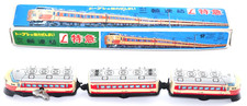 Rare VTG TPS Tin Wind-Up Express Train 3-Car Set w/ Box Japan Deadstock 1950s