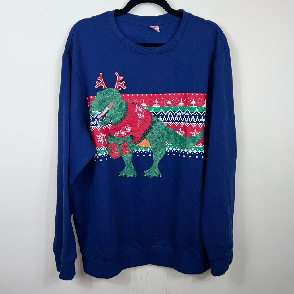 Holiday Time TRex Fairisle Ugly Holiday Sweater Gem