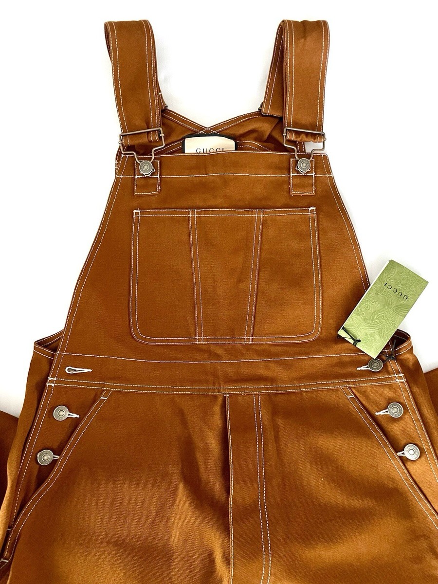$2600 Gucci Brown Canvas GG Monogram Overalls 717761 AUTHENTIC NWT