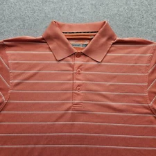 Cutter and Buck Orange&White Stripe Polo Shirt with 1897 Logo Men's Size Large