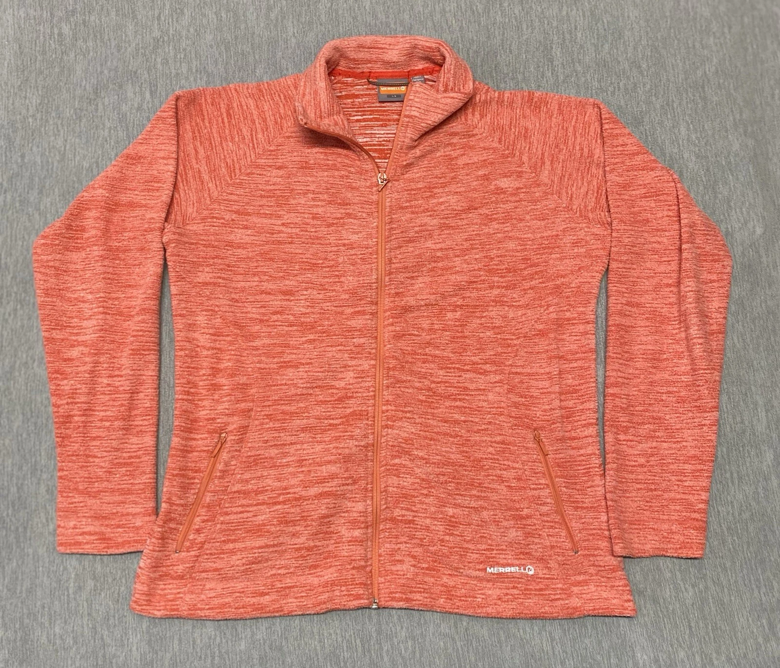 merrell full zip fleece cayenne heather orange jacket