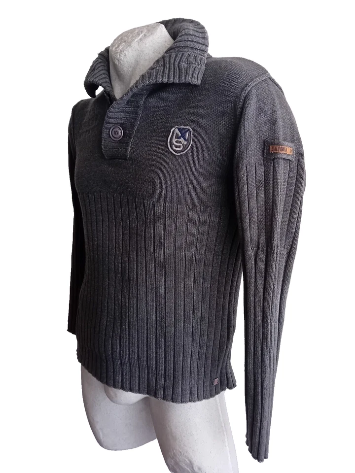 NXS NO EXCESS Maglione da uomo in cotone Slim casual felpa grigia size medium - Imagen 3 de 4