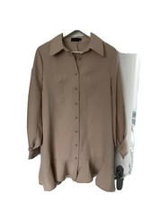 Beige PLT Prettylittlething shirt dress size 8 vgc 