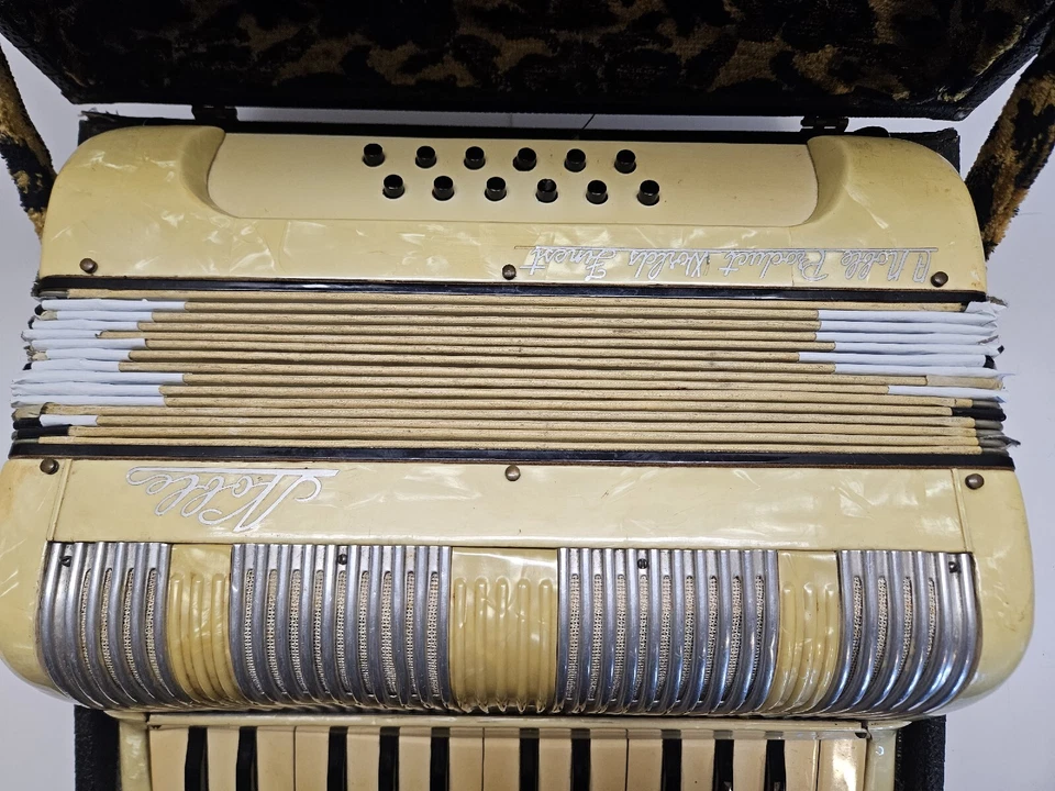 Vintage Noble Accordion With Case Pearl White Works Noble Product Worlds Finest - Image 3 of 4