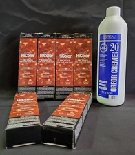 L'Oreal Hicolor Browns H1 Coolest Brown 1.74oz(6 Pack) & 16oz 20 Vol Oreor Creme