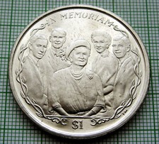 BRITISH VIRGIN ISLANDS 2002 DOLLAR, THE QUEEN MOTHER WITH HER GRANDCHILDREN, BU