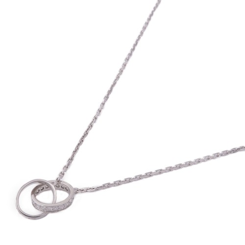 CARTIER Love Necklace Semi Paved B7013700 Diamond 18K White Gold - Picture 4 of 8