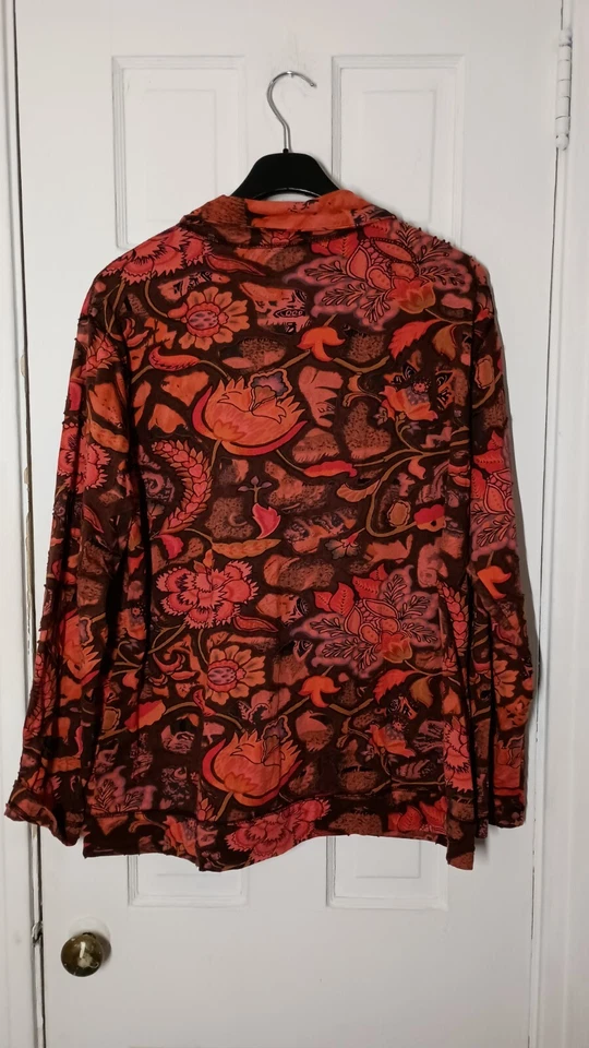 Chico's 红色刺绣串珠夹克 2 码大号西装外套 C2 — 第 3/4 张图片