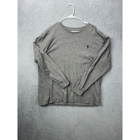 Polo Ralph Lauren uomo grande grigia 100% cotone pony girocollo manica lunga t shirt