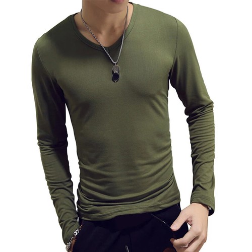 Para Hombres Moda Músculo Manga Larga Camiseta Térmica Camiseta Interior Cuello en V Calce Ajustado Prendas para el torso - Imagen 9 de 38