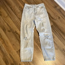 Wild Fable Women's Size 00 Blue Distressed Light Wash High Rise Mom Jeans