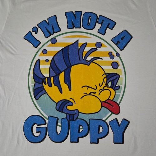 Little Mermaid Flounder I'm Not A Guppy Shirt Bella Canvas Disney Adult XL White - Picture 2 of 7