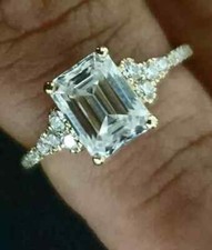 2Ct Emerald Cut Lab-Created Diamond Women's Wedding Ring 14K Yellow Gold Plated