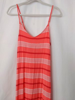 SO Maxi Dress Adjustable Spaghetti Straps, Shelf Bra Coral Stripe