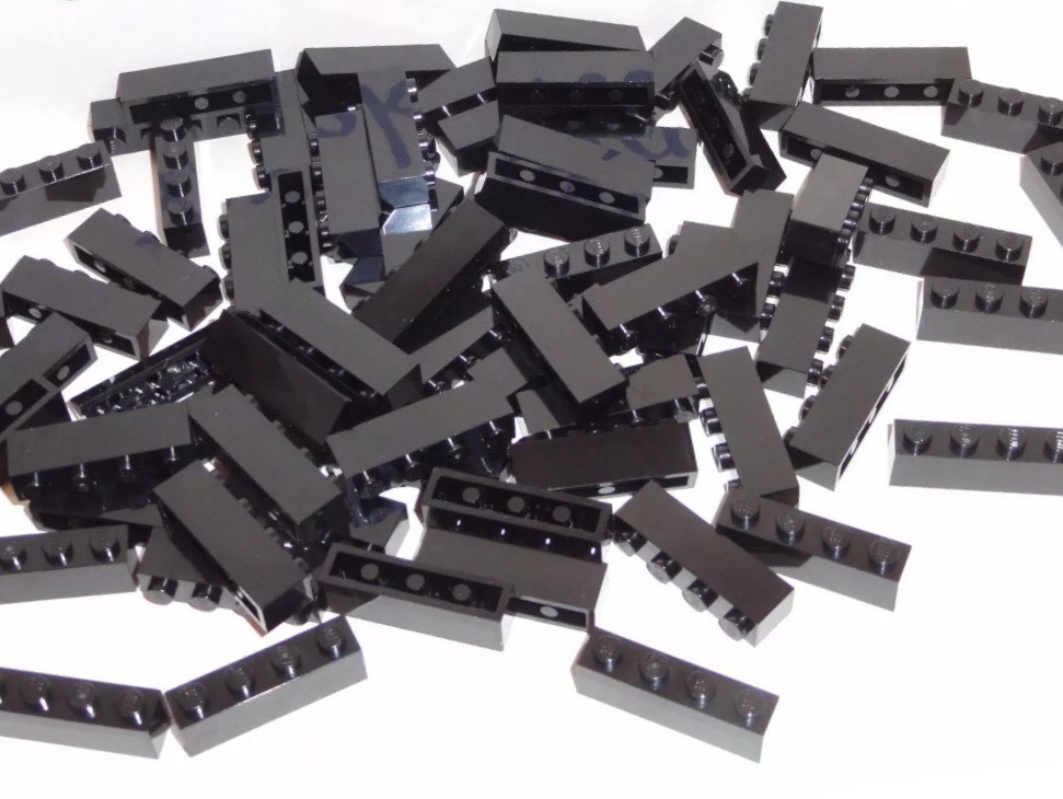 Lego 50 Pieces Black 1x4 Brick Standard Building Bricks Part