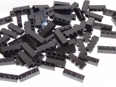 Lego 50 Pieces Black 1x4 Brick / Standard Building Bricks Part With Four Studs
