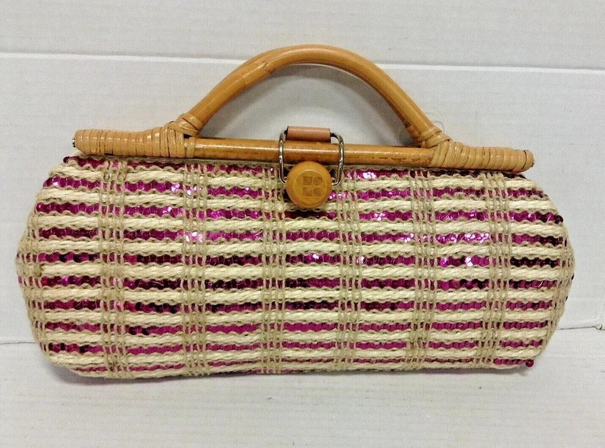 Kate Spade Selby wicker woven natural Napoli Handbag Purse Clutch PINK | eBay