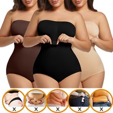 PLUS SIZE Strapless Bandeau Shapewear Bodysuit Women Tummy Control Body Shaper