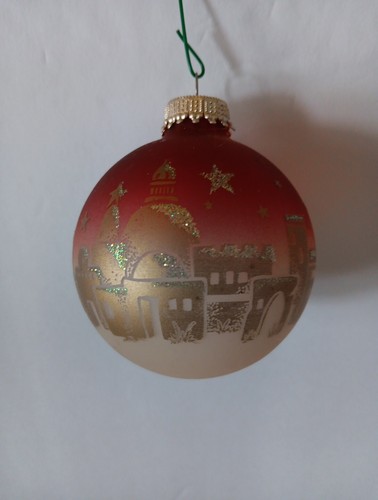 Wish For Joy Holiday Ornament Set of 4 Bethlehem Scene Rust Ombre - Picture 3 of 5