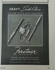 1948 Forstner heavy snake chain watch band vintage jewelry ad