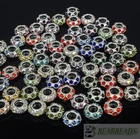 Mixed Big Hole Crystal Rhinestone Pave Rondelle Spacer Beads Fit European Charm