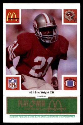 1986 McDonald's Football Green #586 49ers Eric Wright #21 NM *g2