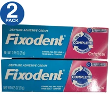Fixodent Denture Adhesive Cream Complete Original Strong Hold 0.75 oz - 2 Pack