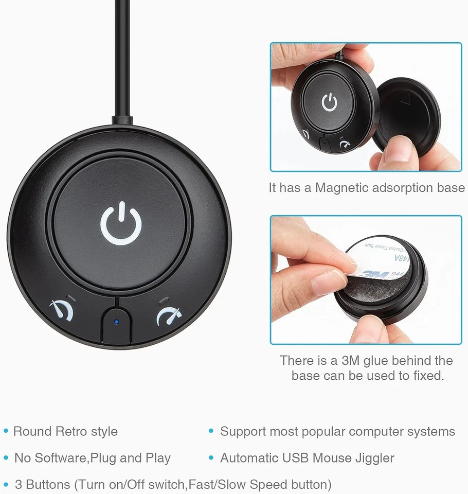 Rii Mouse Jiggler Schwarz USB nicht nachweisbar zwei Modi Schalter Plug Play - Bild 4 von 4